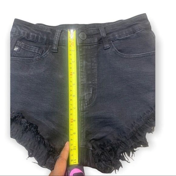 KanCan High Rise Shorts Womens 26 Raw Hem Black Jean Festival Baddie Vibes - Picture 5 of 7